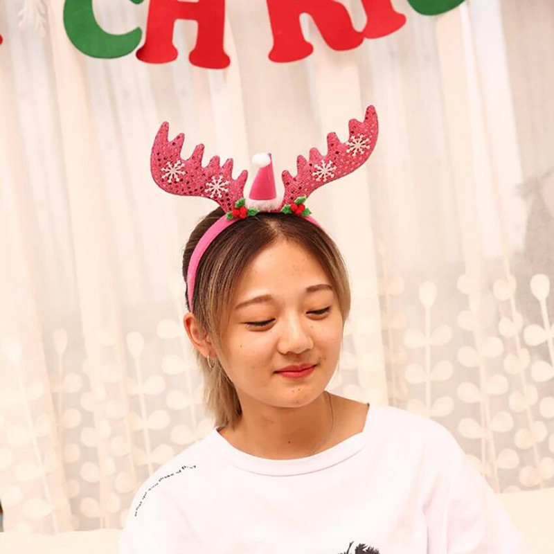 Božićni kostim s trakom za glavu od rogova sobova Šljokice Traka za glavu s rogovima Božićni ukras za Noć vještica Božićna uskršnja zabava