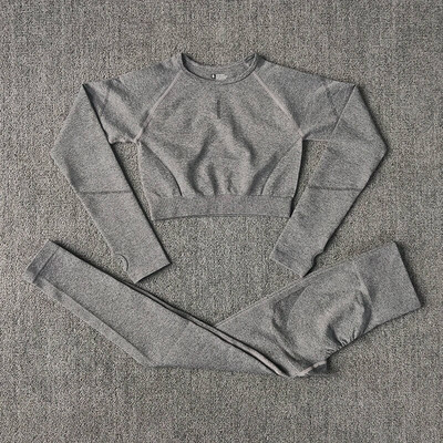 Čvrsti ženski bešavni set za jogu Odjeća za teretanu Tajice za fitness + duge majice Sportsko odijelo Ženska trenirka dugih rukava Aktivna odjeća