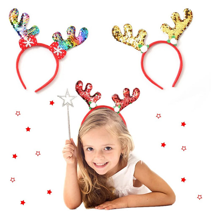 2024. gada Ziemassvētki Jaunā galvas sprādzes matu rotājums Krāsains, spilgts filmas galvas ornaments galvas stīpa krelles Ziemassvētku dekorācijas ballīte