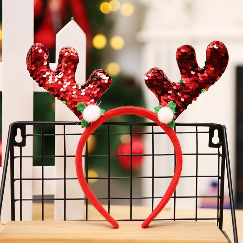 2024. gada Ziemassvētki Jaunā galvas sprādzes matu rotājums Krāsains, spilgts filmas galvas ornaments galvas stīpa krelles Ziemassvētku dekorācijas ballīte