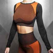 Ženski komplet za teretanu, majica s dugim rukavima, bešavna kontrola, sportske tajice s visokim strukom, sportska odjeća za teretanu, sportska odjeća, trenirka za djevojčice, sportsko odijelo