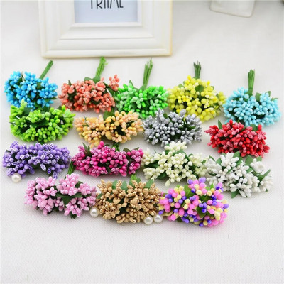 12/36/72/144Pcs Mini Stamen flowers Artificial Flowers Craft Fake Flowers for Wedding Bouquet Party Scrapbooking Decor DIY