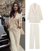 Novi modni komplet hlača za 2023. Jesensko žensko odijelo Chic Street Dvodijelni set sakoa Ravni ženski set za zabavu za mlade