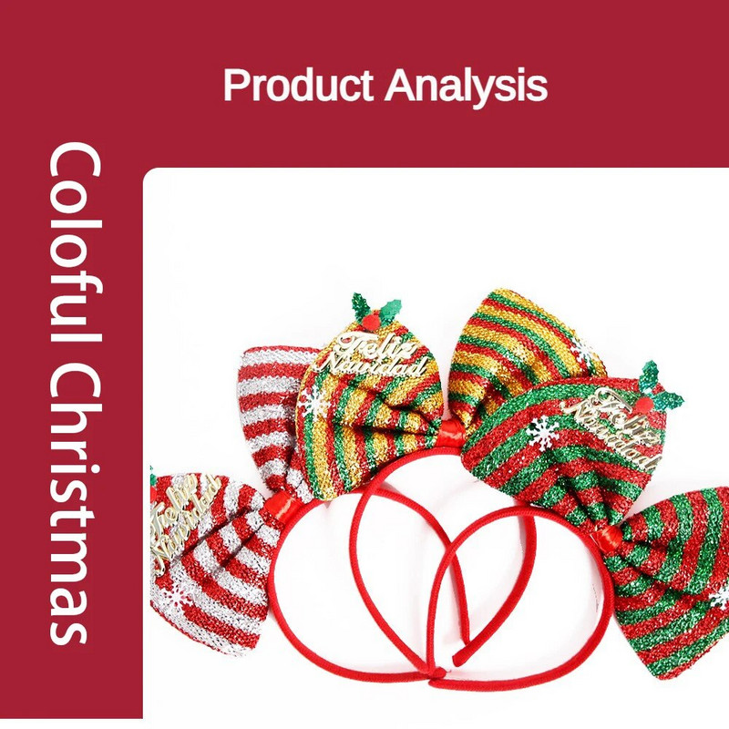 Modna božićna mašna Visokokvalitetna slatka traka za glavu Božićna traka za glavu Jedinstvena traka za glavu Privlačni blagdanski dodaci za kosu