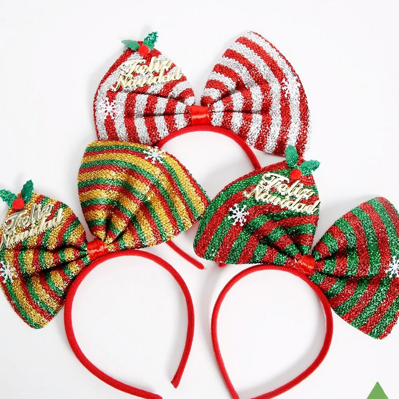 Modna božićna mašna Visokokvalitetna slatka traka za glavu Božićna traka za glavu Jedinstvena traka za glavu Privlačni blagdanski dodaci za kosu