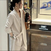 Moteriški kostiumai Biuro komplektai Kišenės Paltas plačios kelnės Naujos 2023 m. pavasario rudens biuro drabužiai Moteriški mados elegancijos moteriški švarkų komplektai