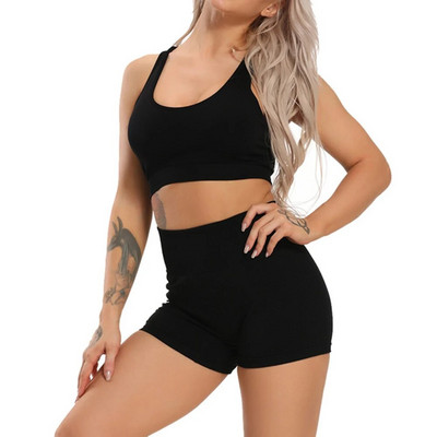 Bezšuvju jogas komplekts Fitness Sieviešu treniņš Sporta apģērbs Sporta zāle Apģērbs Sporta legingi Jogas krekli ar garām piedurknēm Crop Top sporta tērpi