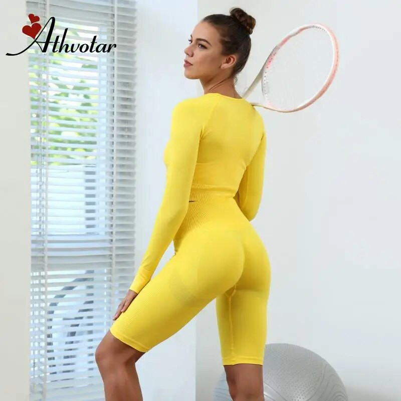 3-dijelna odijela za fitnes Sportska odjeća za žene Bešavna odjeća za vježbanje u teretani Top za jogu Push up tajice Aktivna odjeća Komplet za teretanu