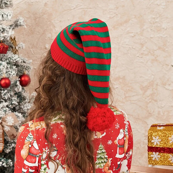 Плетена шапка на райе за възрастни Меки топли зимни шапки Коледни шапки на Дядо Коледа за жени Мъже Streetwear Аксесоари за дрехи