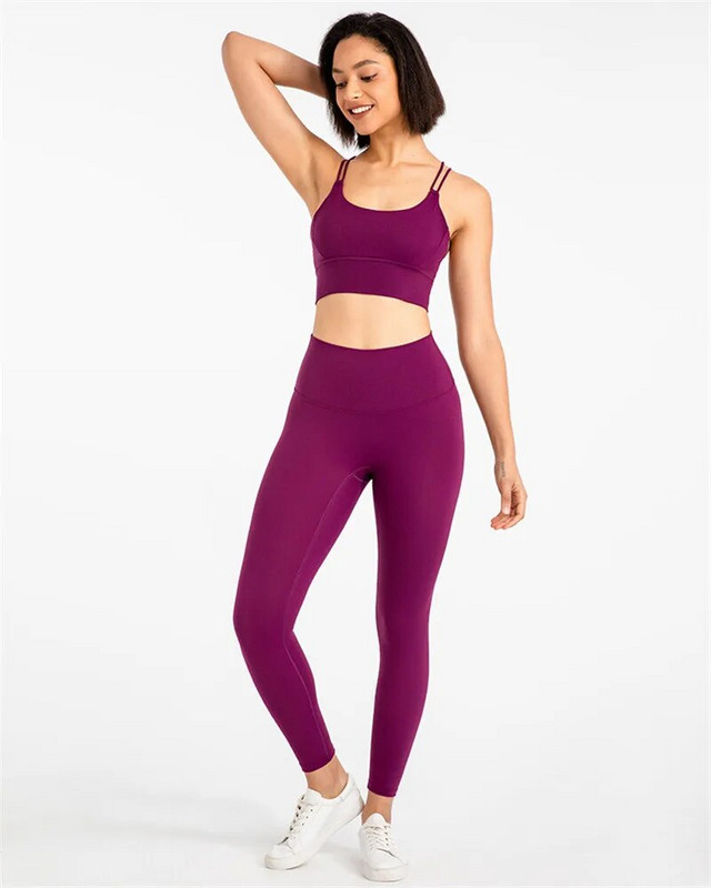 Vienspalvis Minkštas Aukštos kokybės Tight Cross Sport Liemenėlė Top Yoga Legging Dviejų dalių kostiumas Sporto salė Moterų kūno rengybos jogos rinkinys Treniruočių apranga