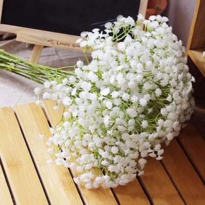 90 galvučių 52 cm Kūdikių kvėpavimas Dirbtinės gėlės Plastikinės Gypsophila DIY gėlių puokštės vestuvių namų dekoravimui