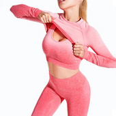 Ombre bešavni ženski setovi za jogu Sportska odijela Odjeća za fitness Odjeća za trčanje Ženske tajice dugih rukava Komplet za teretanu Odjeća za vježbanje