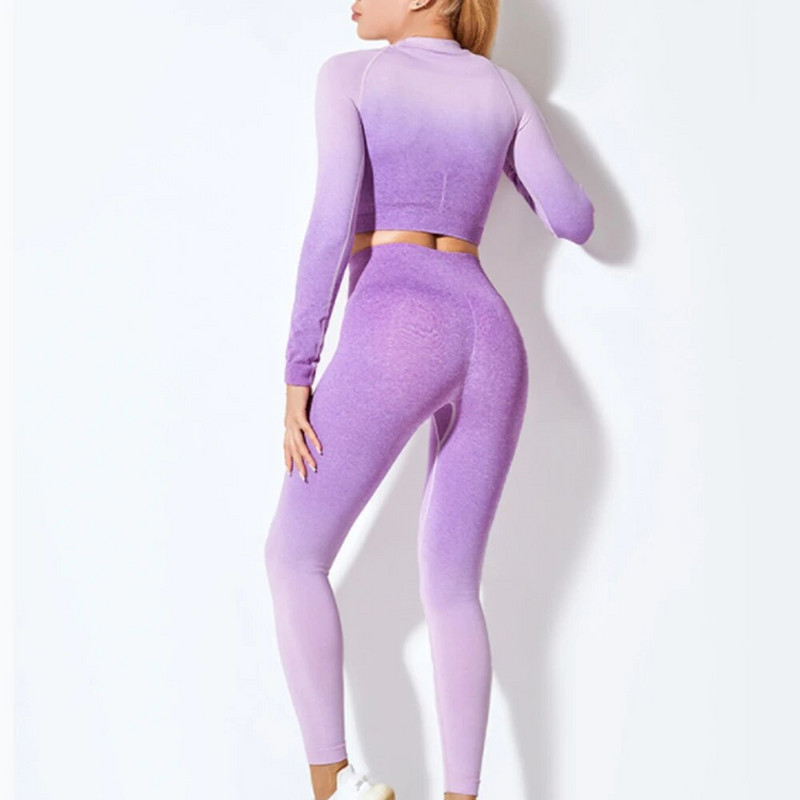 Ombre bešavni ženski setovi za jogu Sportska odijela Odjeća za fitness Odjeća za trčanje Ženske tajice dugih rukava Komplet za teretanu Odjeća za vježbanje