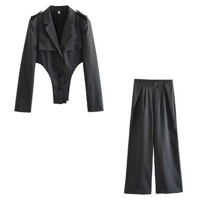 SLTNX TRAF Chic i elegantan ženski blejzer hlače s reverima Komplet od 2 komada Novi stilski trend blejzera za vanjsku upotrebu Ležerne hlače Modno odijelo