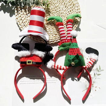 Christmas Unicorn Headbands Funny Santa Elf Head Band Snowflake Xmas Hair Band Navidad 2024 Πρωτοχρονιά Καλά Χριστούγεννα Headbands