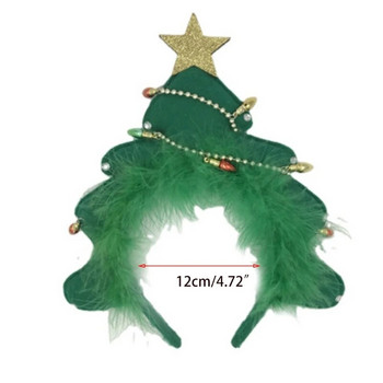 50LB Xmas Tree Headband Bells Tree Hair Hoop Λούτρινο Χριστουγεννιάτικο Δέντρο Hairband Photo Prop