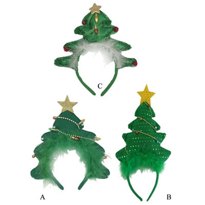 50LB Xmas Tree Headband Bells Tree Hair Hoop Λούτρινο Χριστουγεννιάτικο Δέντρο Hairband Photo Prop