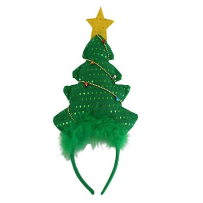 50 LB Kalėdų eglutės galvos juosta, varpeliai, medžio plaukų lankas, pliušinis kalėdinės eglutės plaukų juosta nuotraukų atrama