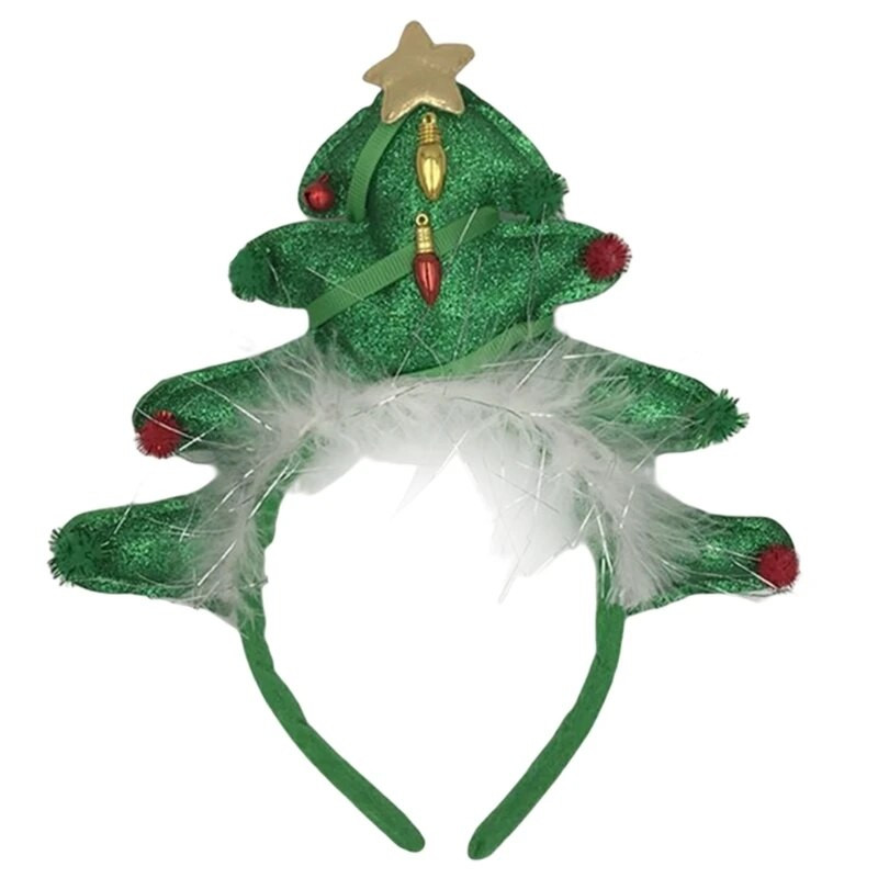 50 LB Kalėdų eglutės galvos juosta, varpeliai, medžio plaukų lankas, pliušinis kalėdinės eglutės plaukų juosta nuotraukų atrama
