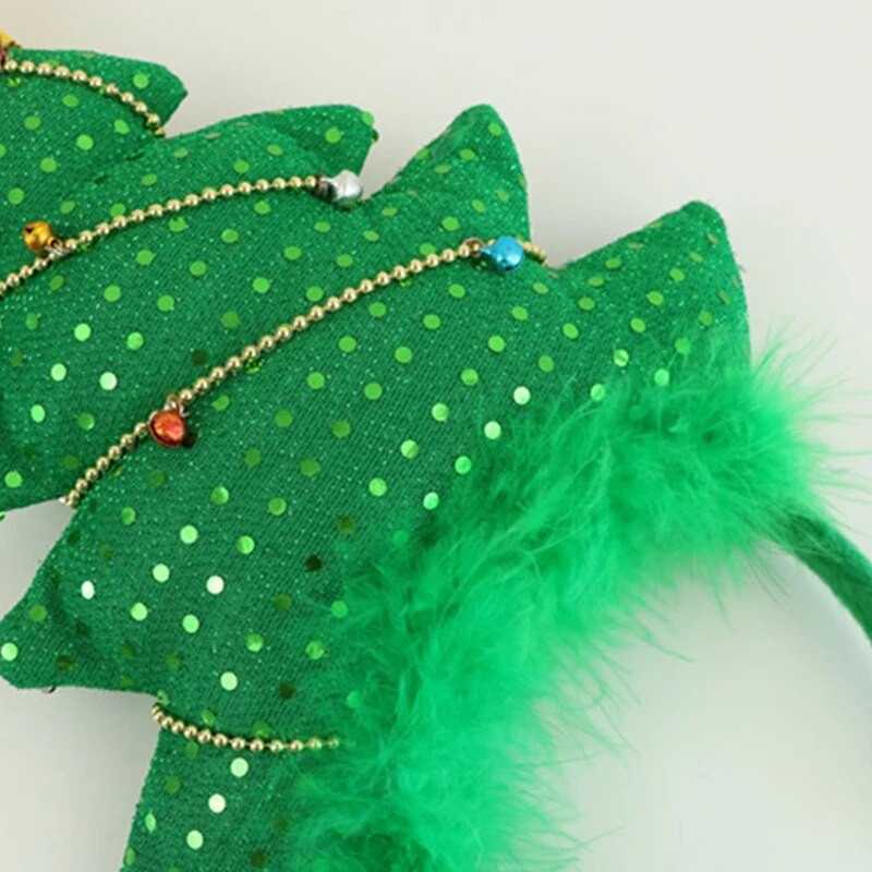 50 LB Kalėdų eglutės galvos juosta, varpeliai, medžio plaukų lankas, pliušinis kalėdinės eglutės plaukų juosta nuotraukų atrama