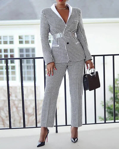 CM.YAYA Elegantni blejzer odijelo i hlače dvodijelni set od 2 komada za žene 2023 Jesen Zima Klasična OL Street Outfit Trenirka