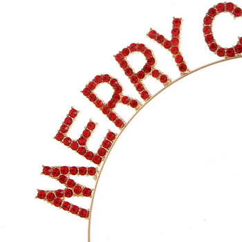 Весела Коледа Модни букви Лента за глава Коледни шапки Аксесоари за коса Весела Коледа Декор Корона от кристали Лента за коса