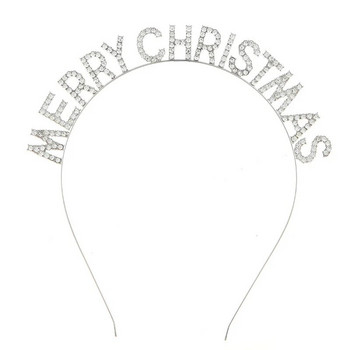 Весела Коледа Модни букви Лента за глава Коледни шапки Аксесоари за коса Весела Коледа Декор Корона от кристали Лента за коса