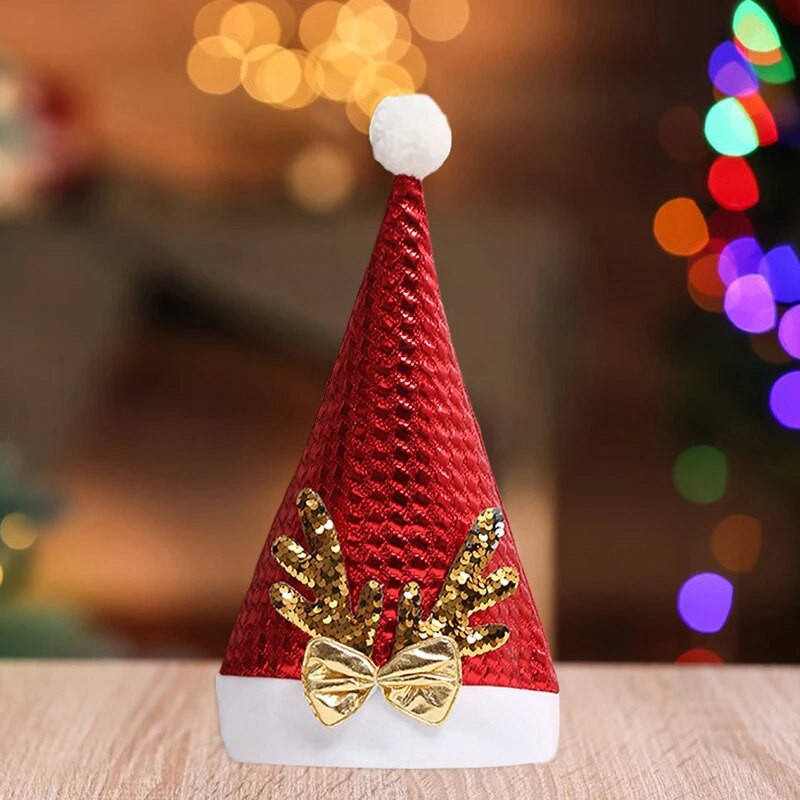 Karácsonyi sapkák felnőtteknek Csillogó flitteres agancs Mikulás sapkák Mikulás sapkák otthoni bulira