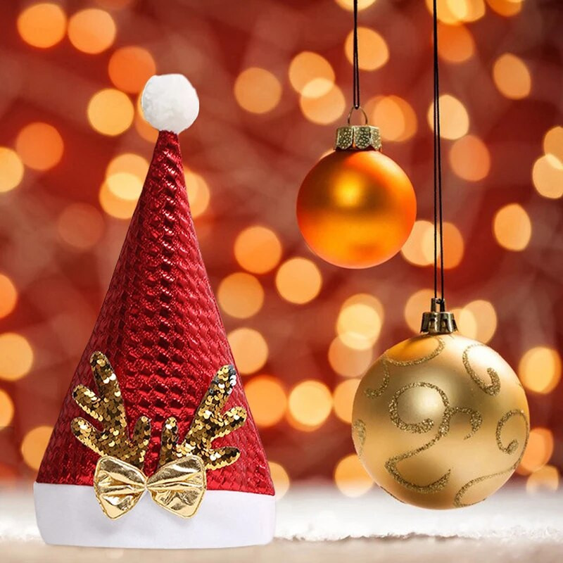 Karácsonyi sapkák felnőtteknek Csillogó flitteres agancs Mikulás sapkák Mikulás sapkák otthoni bulira