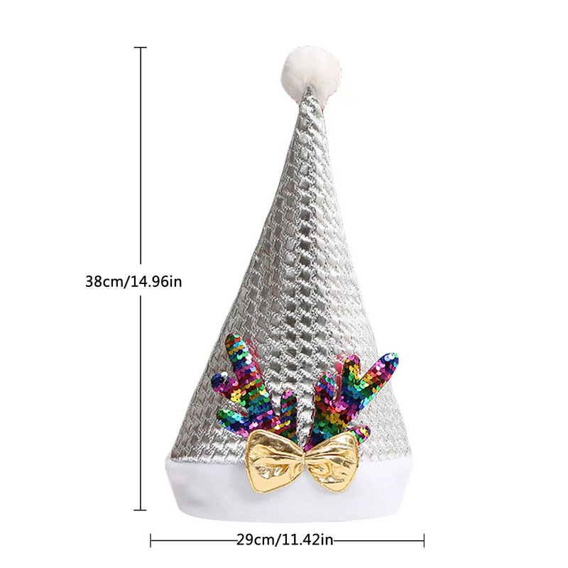 Karácsonyi sapkák felnőtteknek Csillogó flitteres agancs Mikulás sapkák Mikulás sapkák otthoni bulira
