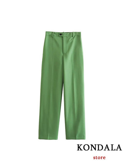 KONDALA 2023 Office Lady Solid női öltönyök 2 részes V nyakú, hosszú ujjú, túlméretezett blézer+magas derekú, széles szárú nadrág Vintage szettek