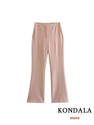 KONDALA 2023 Office Lady Solid női öltönyök 2 részes V nyakú, hosszú ujjú, túlméretezett blézer+magas derekú, széles szárú nadrág Vintage szettek