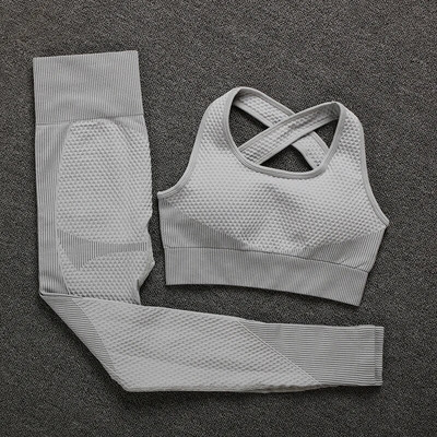 ATHVOTAR Sportski set Ženska prozračna odjeća za fitness Odijelo za jogu 2 kom sportski grudnjak Push up Legging Bešavni set za jogu
