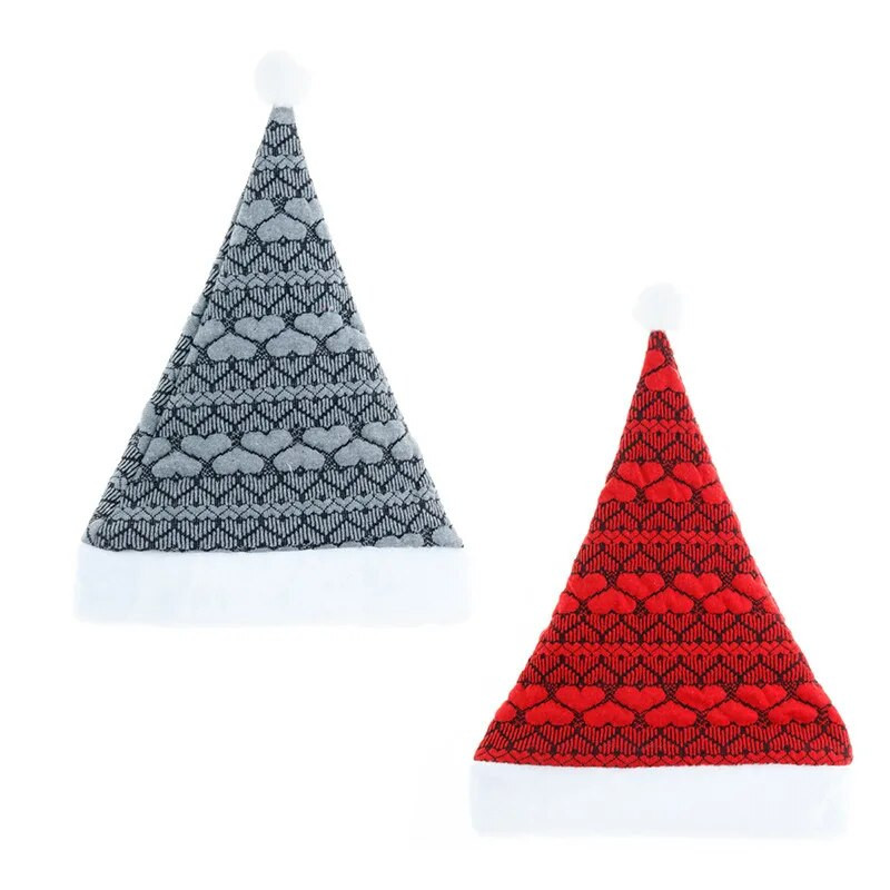 Adījums Ziemassvētku cepure mīlestības raksts pūkains plīša Claus kleita cepure Ziemassvētku noformējums Navidad