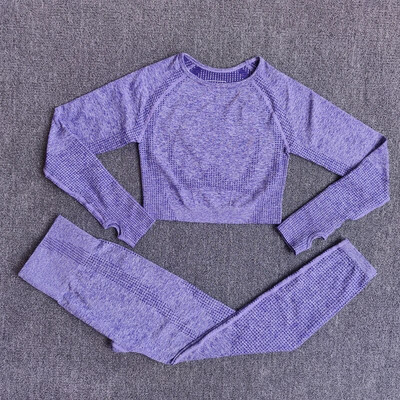 INFILAR bešavni set za jogu za žene, 2 komada dugih rukava, majica za pupak + tajice za mršavljenje Sportski setovi Odjeća za vježbanje i fitness u teretani Odijela