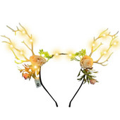 Božićna traka za glavu od rogova Svjetleća kopča za kosu sa sobovima s leptirom i cvijećem Vilinski cvjetni dodaci za Božić Novo