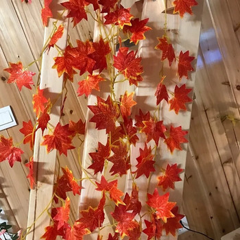 Γιρλάντα 240 εκ. τεχνητό μεταξωτό φύλλο σφενδάμου Γιρλάντα σφενδάμου φύλλα αμπέλου Κρεμαστή γιρλάντα φθινοπώρου των Ευχαριστιών για διακόσμηση πάρτι στον κήπο του γάμου