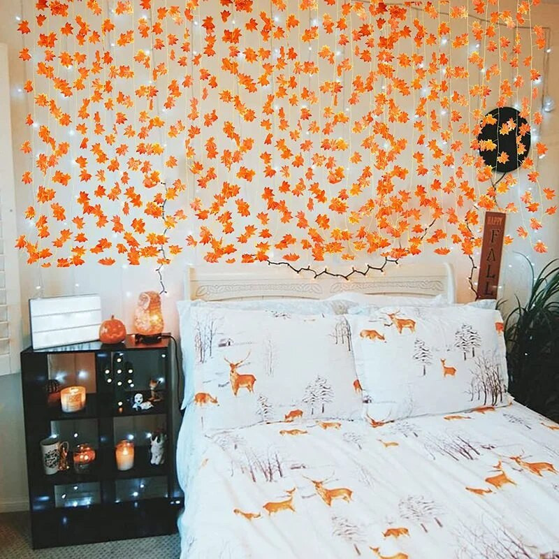 240CM umjetna svila, vijenac od javorovog lišća, javorovo lišće, viseća loza, jesenski vijenac za Dan zahvalnosti za uređenje vrtne zabave za vjenčanje