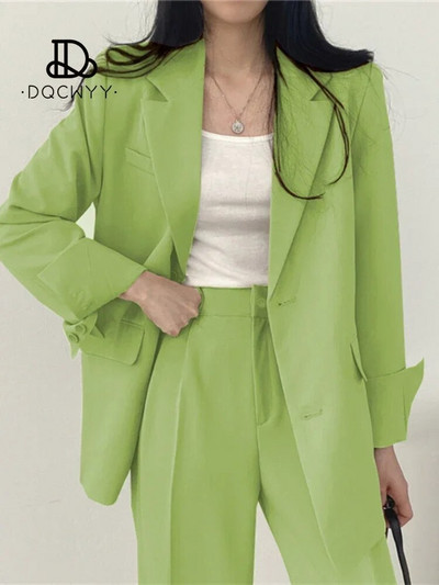 Kompleti hlača Ležerni mali sako Jesenski dvodijelni kompleti Ženska odjeća Nova uredska odjeća čiste boje 2023. Modno žensko odijelo s hlačama