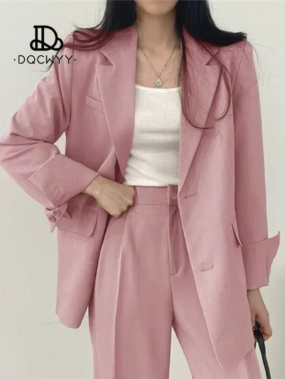 Kompleti hlača Ležerni mali sako Jesenski dvodijelni kompleti Ženska odjeća Nova uredska odjeća čiste boje 2023. Modno žensko odijelo s hlačama