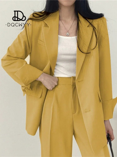 Kompleti hlača Ležerni mali sako Jesenski dvodijelni kompleti Ženska odjeća Nova uredska odjeća čiste boje 2023. Modno žensko odijelo s hlačama