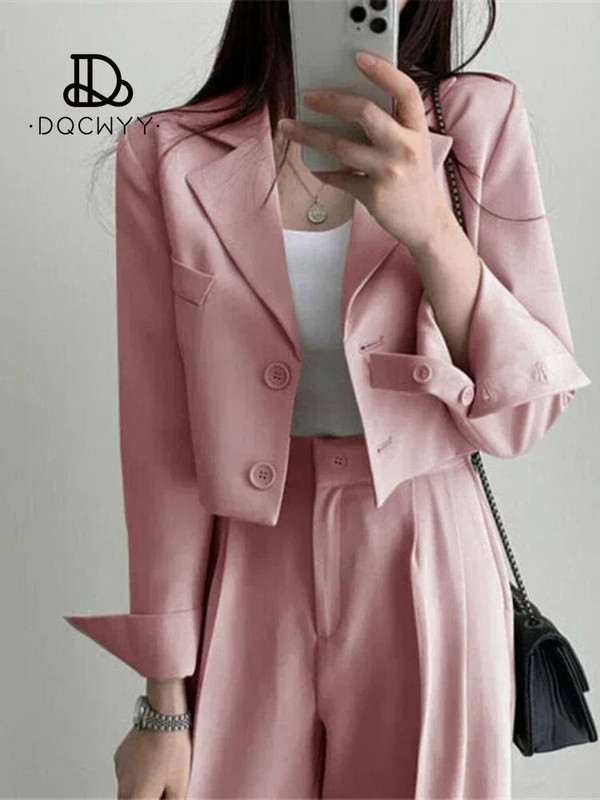 Kompleti hlača Ležerni mali sako Jesenski dvodijelni kompleti Ženska odjeća Nova uredska odjeća čiste boje 2023. Modno žensko odijelo s hlačama