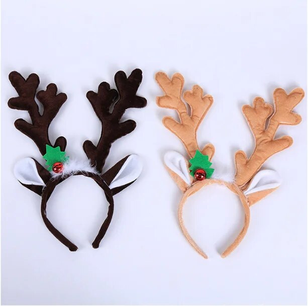 1 gab Ziemassvētku rotājumi matu stīpiņai matu aksesuāri pieaugušiem bērniem saģērbt haki krāsas ragu truša ausis galvassegas dāvanai matu stīpiņai