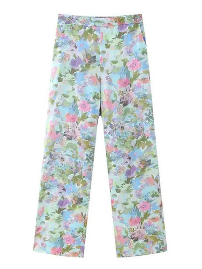 TRAF női öltöny nadrág szett női 2 darabos új divat virágos nyomtatott iroda blézerkabát női nadrág szett 2023 tavaszi női öltönyök