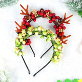 1 kom. Sretan Božićni ukrasi Simulacija bobičaste trake za glavu s rogovima Lijepi ženski obruč za kosu Božićna pokrivala za glavu Dodaci za kosu