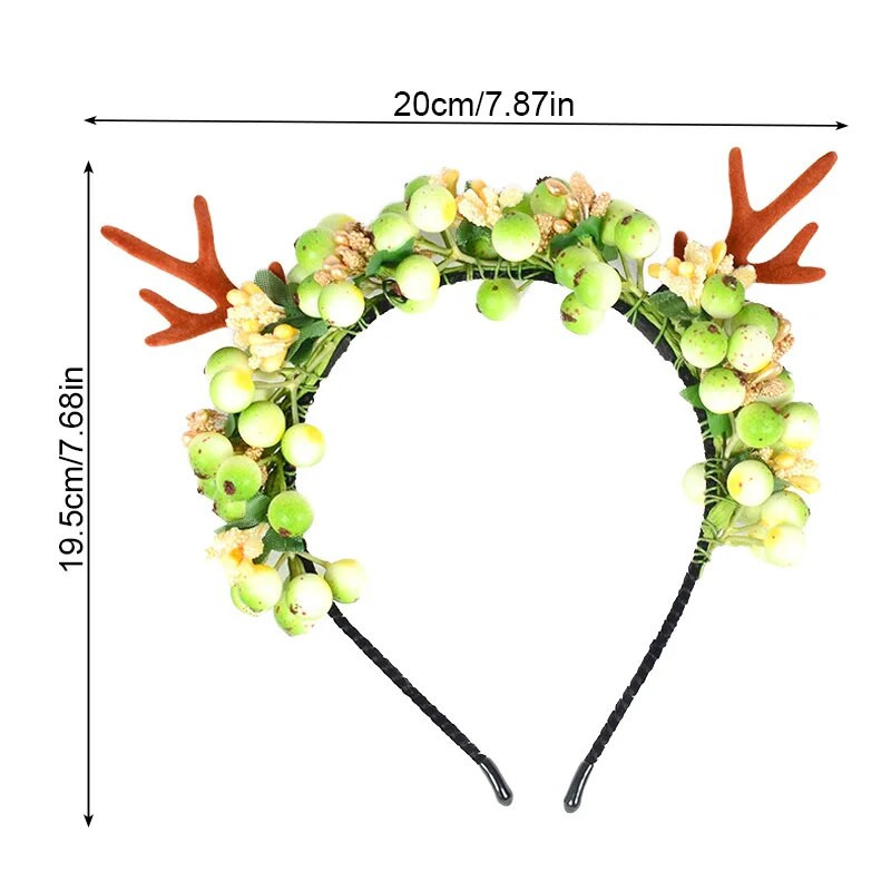 1 kom. Sretan Božićni ukrasi Simulacija bobičaste trake za glavu s rogovima Lijepi ženski obruč za kosu Božićna pokrivala za glavu Dodaci za kosu