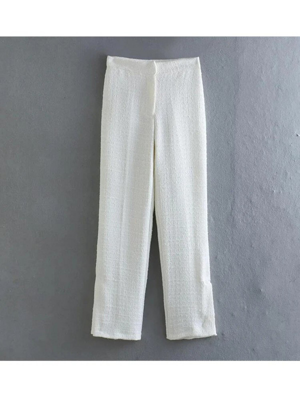 TRAF új női tömör mellény blézer öltöny szett 2023 tavaszi duplasoros ujjatlan dzsekik oldalsó cipzáras ceruza nadrág