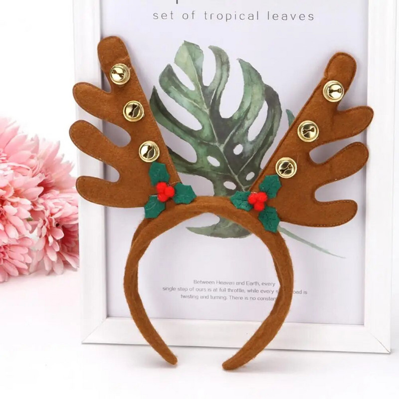 Božićna traka za kosu visoke elastičnosti s mini zvonom Upečatljivi ukrasi Slatki božićni ukras za glavu od rogovlja za festival