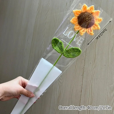 Suncokret Heklani cvijet Pleteni umjetni cvijet Vjenčani buket za mladenku Ručno tkani buket cvijeća Božićni dar Flores