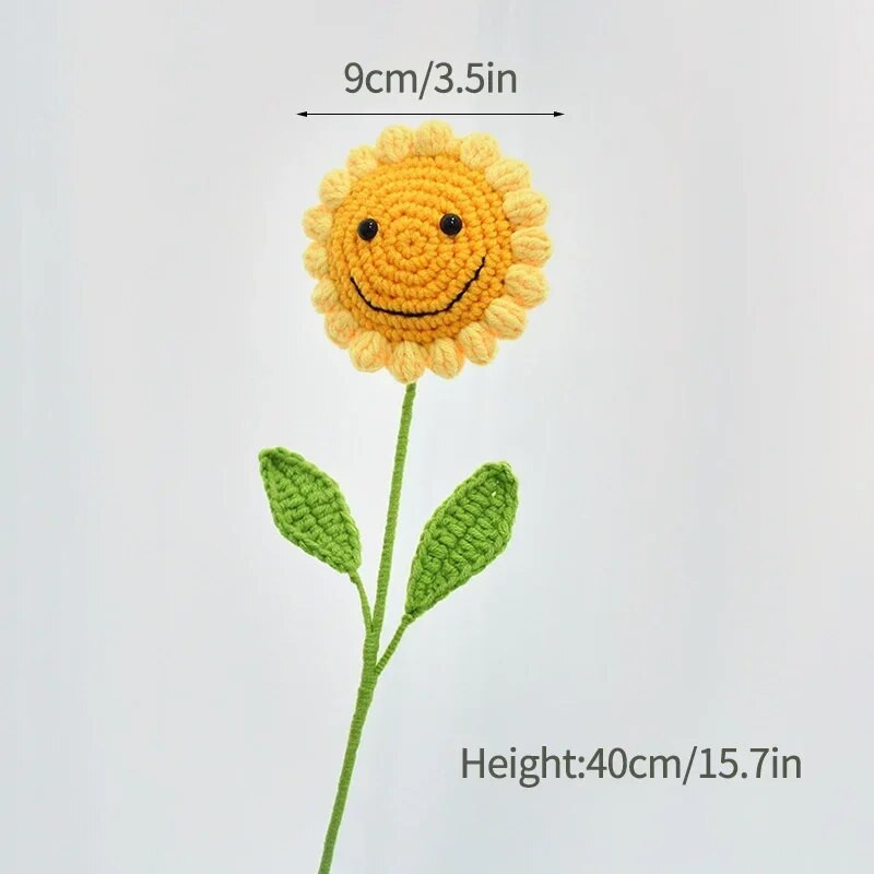 Suncokret Heklani cvijet Pleteni umjetni cvijet Vjenčani buket za mladenku Ručno tkani buket cvijeća Božićni dar Flores